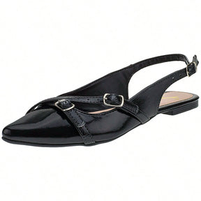 Sapatilha sandalia rasteira bico fino Slingback Feminina sapato Mule Mocassim Tiras Confort