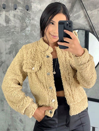 Casaco Teddy Jaqueta Curta Carneiro Com Botão inverno Moda Super Envio !!