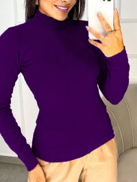 Vendedor Indicadotricot linha gola caneladinho lastano feminina blusa manga longa basica