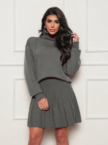Vendedor IndicadoConjunto Tricot Modal 2 Peças Blusa gola alto com saia