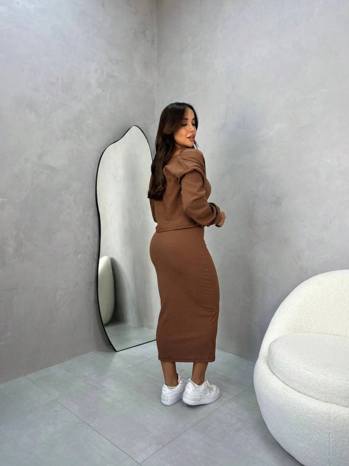 2 Peças - Vestido Longo Feminino com Alcinha e Casaco – Tecido Anarruga Elegante
