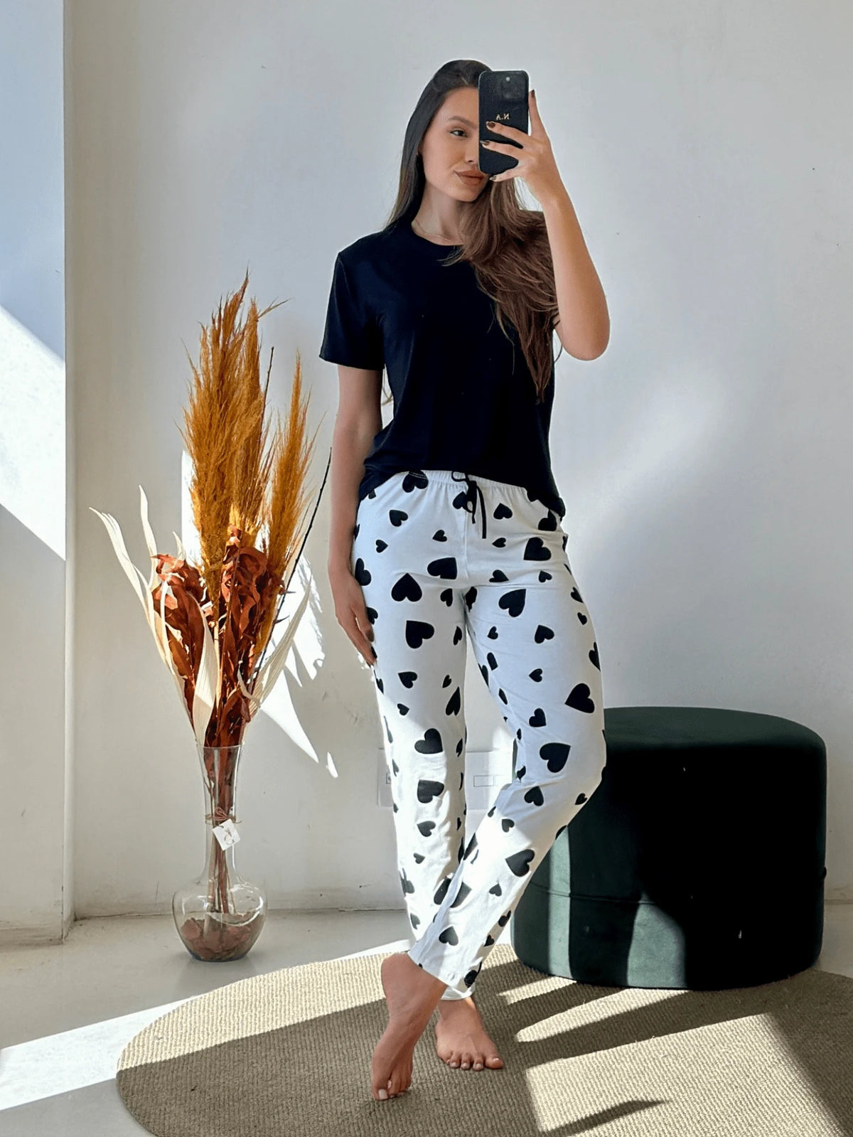 Vendedor IndicadoConjunto de Pijama Manga Curta com Calça Coração Feminino