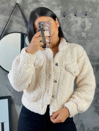 Casaco Teddy Jaqueta Curta Carneiro Com Botão inverno Moda Super Envio !!