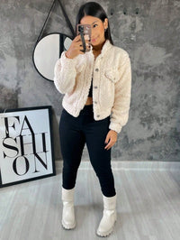 Casaco Teddy Jaqueta Curta Carneiro Com Botão inverno Moda Super Envio !!