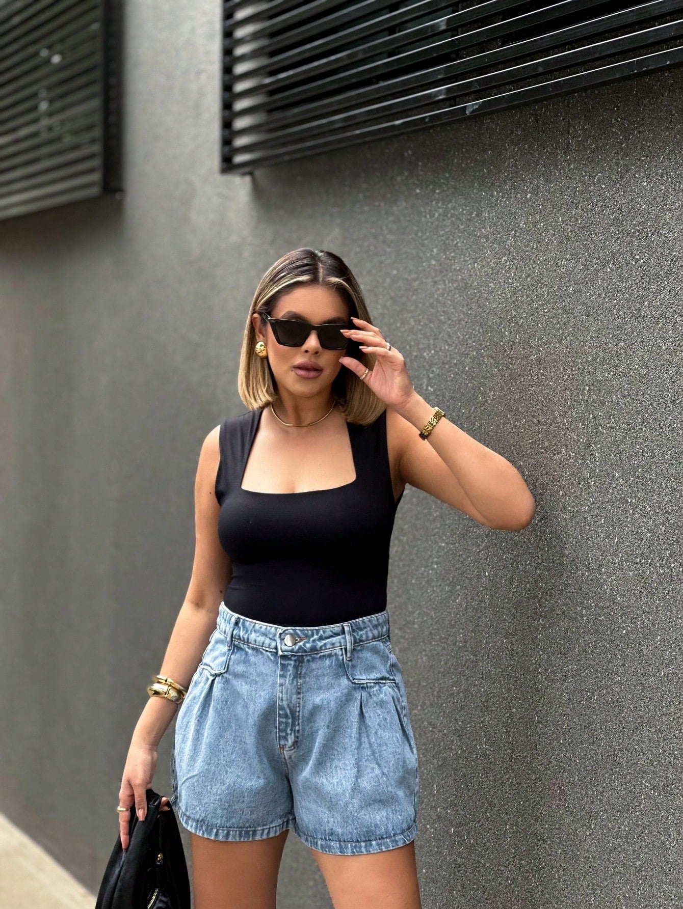 Vendedor Indicadoshort Jeans Feminina Cintura Alta saia midi saia colorido sem rascada 142