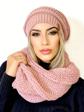 Vendedor IndicadoConjunto Tricot Gorro Cachecol Infinito Macio Lã Tendencia Inverno Moda