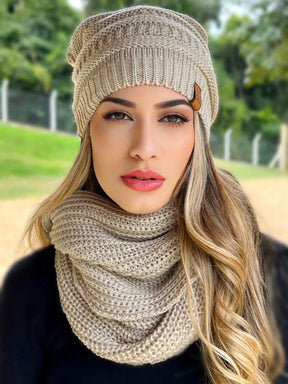 Vendedor IndicadoConjunto Tricot Gorro Cachecol Infinito Macio Lã Tendencia Inverno Moda