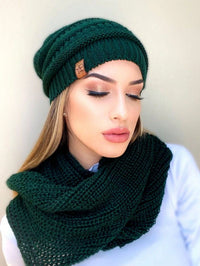 Vendedor IndicadoConjunto Tricot Gorro Cachecol Infinito Macio Lã Tendencia Inverno Moda