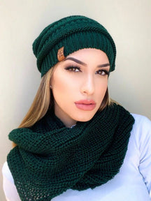 Vendedor IndicadoConjunto Tricot Gorro Cachecol Infinito Macio Lã Tendencia Inverno Moda
