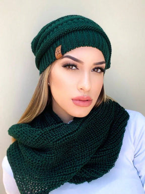 Vendedor IndicadoConjunto Tricot Gorro Cachecol Infinito Macio Lã Tendencia Inverno Moda