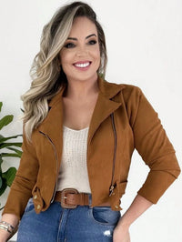 Jaqueta Feminina em Suede Camurça – Elegância e Conforto para os Dias Frios