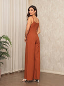 Macacão Pantalona Feminino com Alça Ajustável e Bolsos em Tecido Marrant – Elegante e Confortável