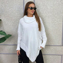 Vendedor IndicadoPoncho Feminino Bico Mousse Tricot Liso Gola Alta Casaco Lã Inverno