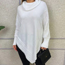 Vendedor IndicadoPoncho Feminino Bico Mousse Tricot Liso Gola Alta Casaco Lã Inverno
