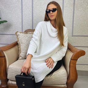 Vendedor IndicadoPoncho Feminino Bico Mousse Tricot Liso Gola Alta Casaco Lã Inverno