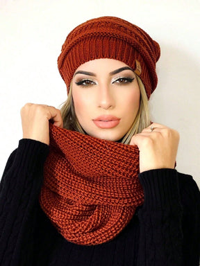 Vendedor IndicadoConjunto Tricot Gorro Cachecol Infinito Macio Lã Tendencia Inverno Moda