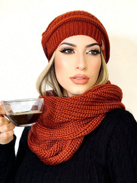 Vendedor IndicadoConjunto Tricot Gorro Cachecol Infinito Macio Lã Tendencia Inverno Moda