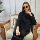 Vendedor IndicadoPoncho Feminino Bico Mousse Tricot Liso Gola Alta Casaco Lã Inverno