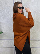 Vendedor IndicadoPoncho Feminino Bico Mousse Tricot Liso Gola Alta Casaco Lã Inverno