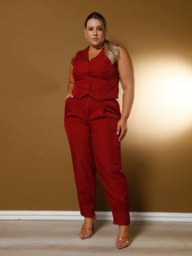 Vendedor Indicado
Conjunto De Alfaiataria Feminino Colete + Calça Moda Casual/Social Plus