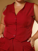 Vendedor Indicado
Conjunto De Alfaiataria Feminino Colete + Calça Moda Casual/Social Plus