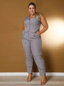 Vendedor Indicado
Conjunto De Alfaiataria Feminino Colete + Calça Moda Casual/Social Plus