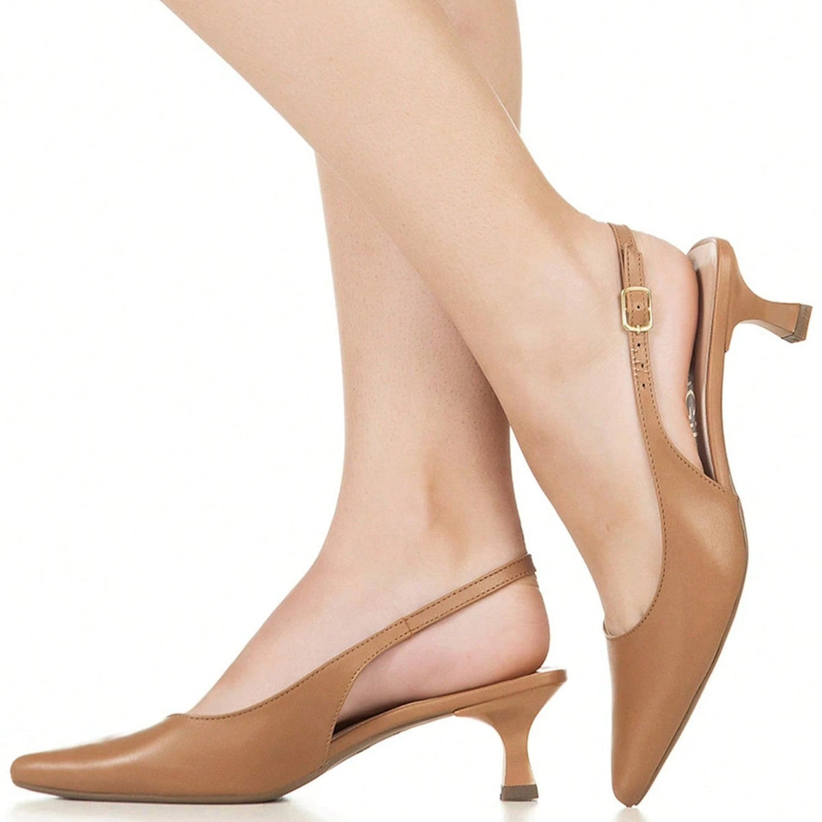 Sapato Feminino Scarpin Slingback Bico Afinado Salto Baixo Clássico Elegante