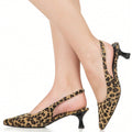 Sapato Feminino Scarpin Slingback Bico Afinado Salto Baixo Clássico Elegante