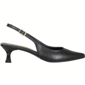 Sapato Feminino Scarpin Slingback Bico Afinado Salto Baixo Clássico Elegante