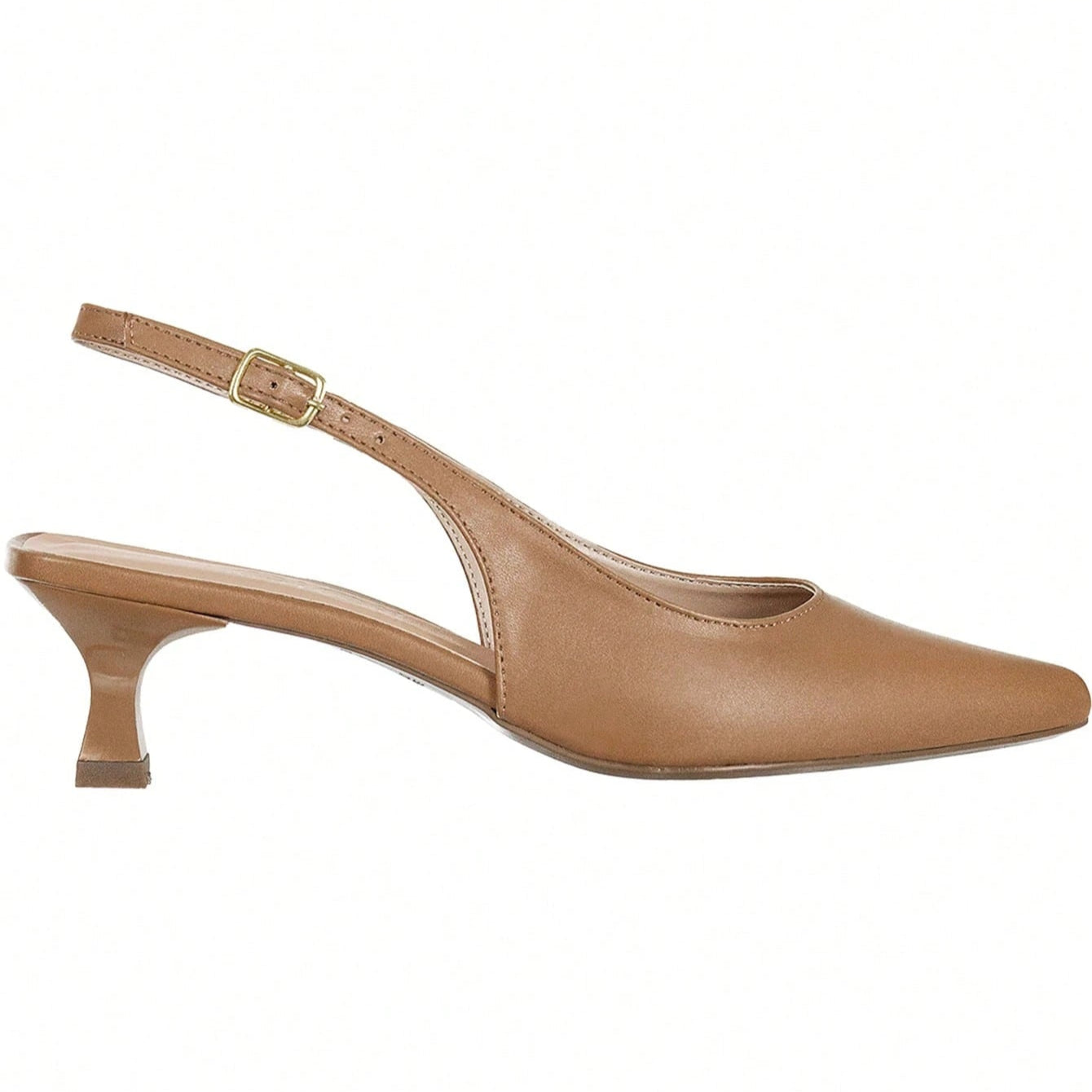 Sapato Feminino Scarpin Slingback Bico Afinado Salto Baixo Clássico Elegante