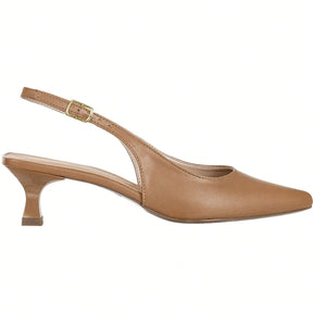 Sapato Feminino Scarpin Slingback Bico Afinado Salto Baixo Clássico Elegante