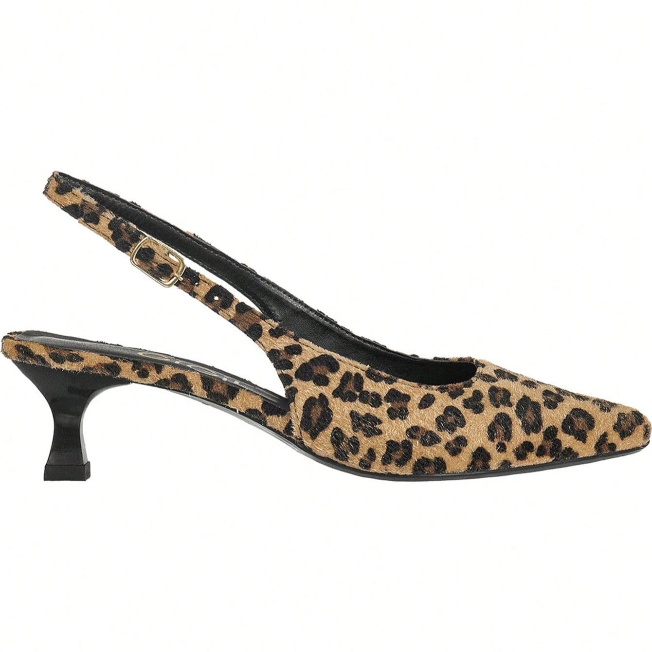 Sapato Feminino Scarpin Slingback Bico Afinado Salto Baixo Clássico Elegante