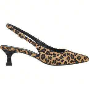 Sapato Feminino Scarpin Slingback Bico Afinado Salto Baixo Clássico Elegante