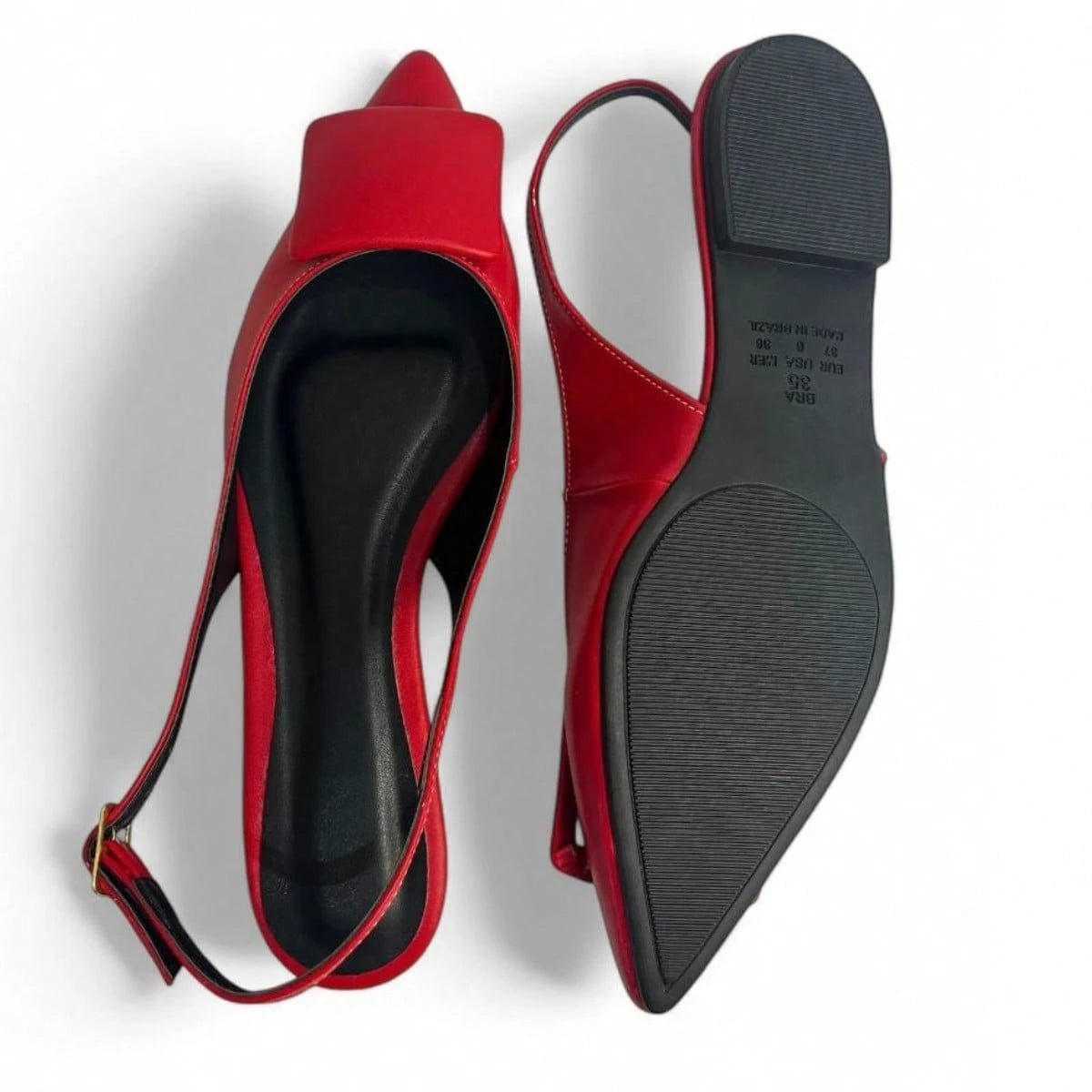 Sapatilha Feminina Slingback Vermelho Rubi – Elegante, Casual e Super Confortável