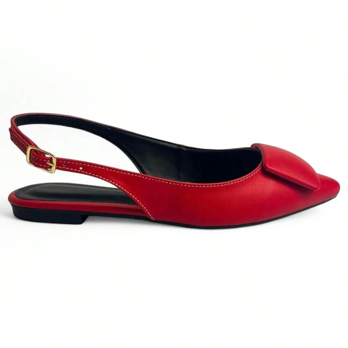 Sapatilha Feminina Slingback Vermelho Rubi – Elegante, Casual e Super Confortável