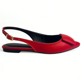 Sapatilha Feminina Slingback Vermelho Rubi – Elegante, Casual e Super Confortável