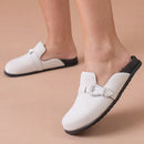 Clog Feminino Sapato Mule Babuche Camurça Com Fivela Estilo e Conforto para o Dia a Dia Elegância Anatômico