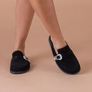 Clog Feminino Sapato Mule Babuche Camurça Com Fivela Estilo e Conforto para o Dia a Dia Elegância Anatômico