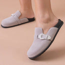 Clog Feminino Sapato Mule Babuche Camurça Com Fivela Estilo e Conforto para o Dia a Dia Elegância Anatômico