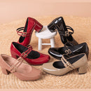 Scarpin Feminino Mary Jany Salto Bloco e Bico Quadrado Retrô