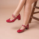 Scarpin Feminino Mary Jany Salto Bloco e Bico Quadrado Retrô