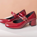 Scarpin Feminino Mary Jany Salto Bloco e Bico Quadrado Retrô