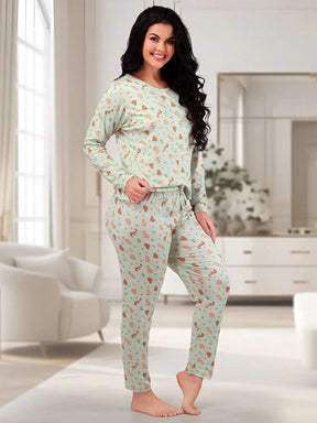 Pijama Feminino de Suede Estampado Inverno | Calça e Blusa de Manga Longa Confortável