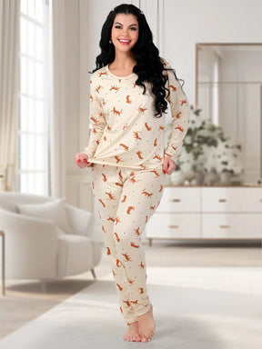 Pijama Feminino de Suede Estampado Inverno | Calça e Blusa de Manga Longa Confortável