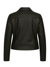 Jaqueta Feminina Plus Size em Courinho/Couro Sintético Casual elegante Zíper Botões na frente