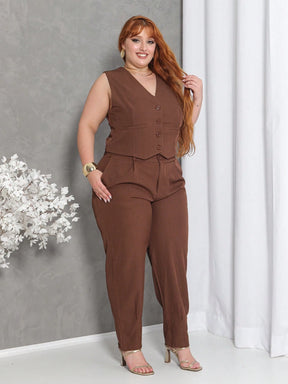 Vendedor Indicado
Conjunto De Alfaiataria Feminino Colete + Calça Moda Casual/Social Plus
