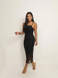 Vestido Midi Feminino de Tule com Alcinhas – Leve, Romântico e Elegante

