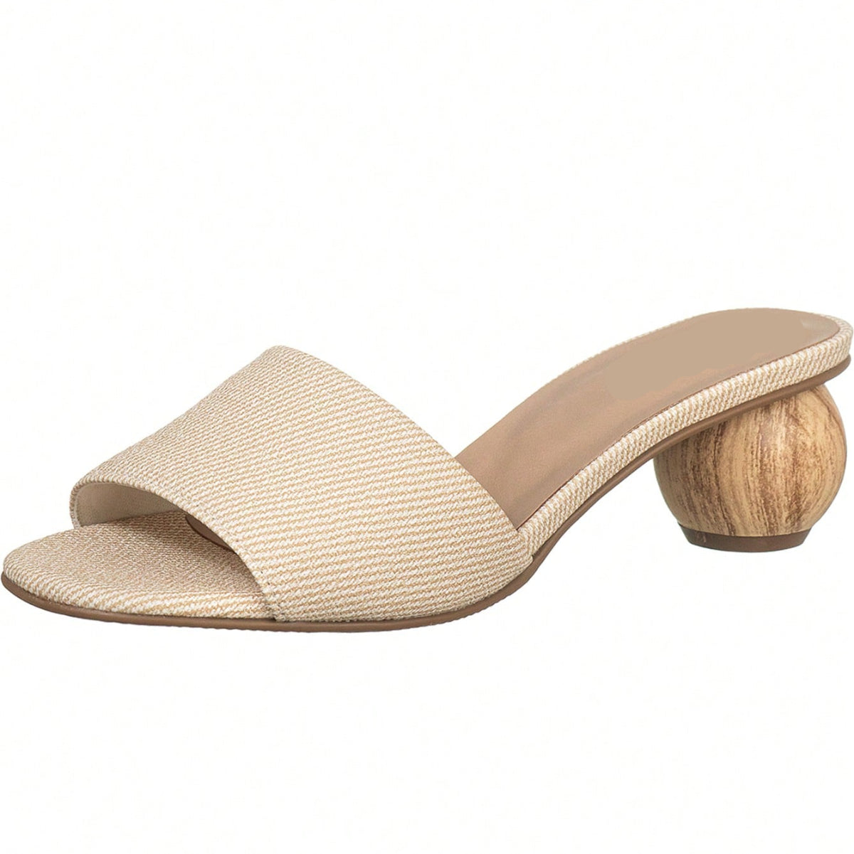 Tamanco Feminino Salto Redondo de Madeira Tira Larga Texturizada Palha