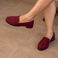Mocassim Feminino Camurça Marsala Loafer 