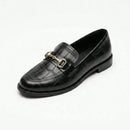 Mocassim Feminino Clássico Confortável com Detalhe Em ABS e Textura Croco
